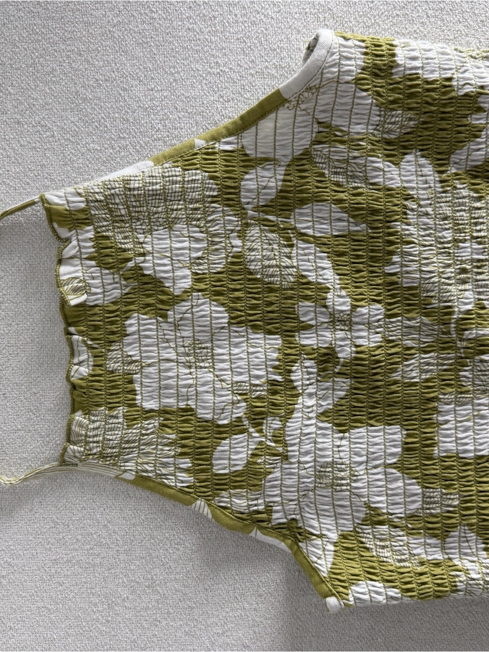 Billabong Olive and White Floral Smocked Cami